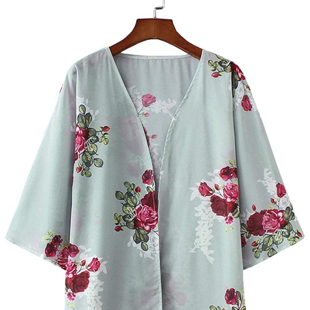 New Boho Cardigan Floral Print Kimono - Picture 4 of 6